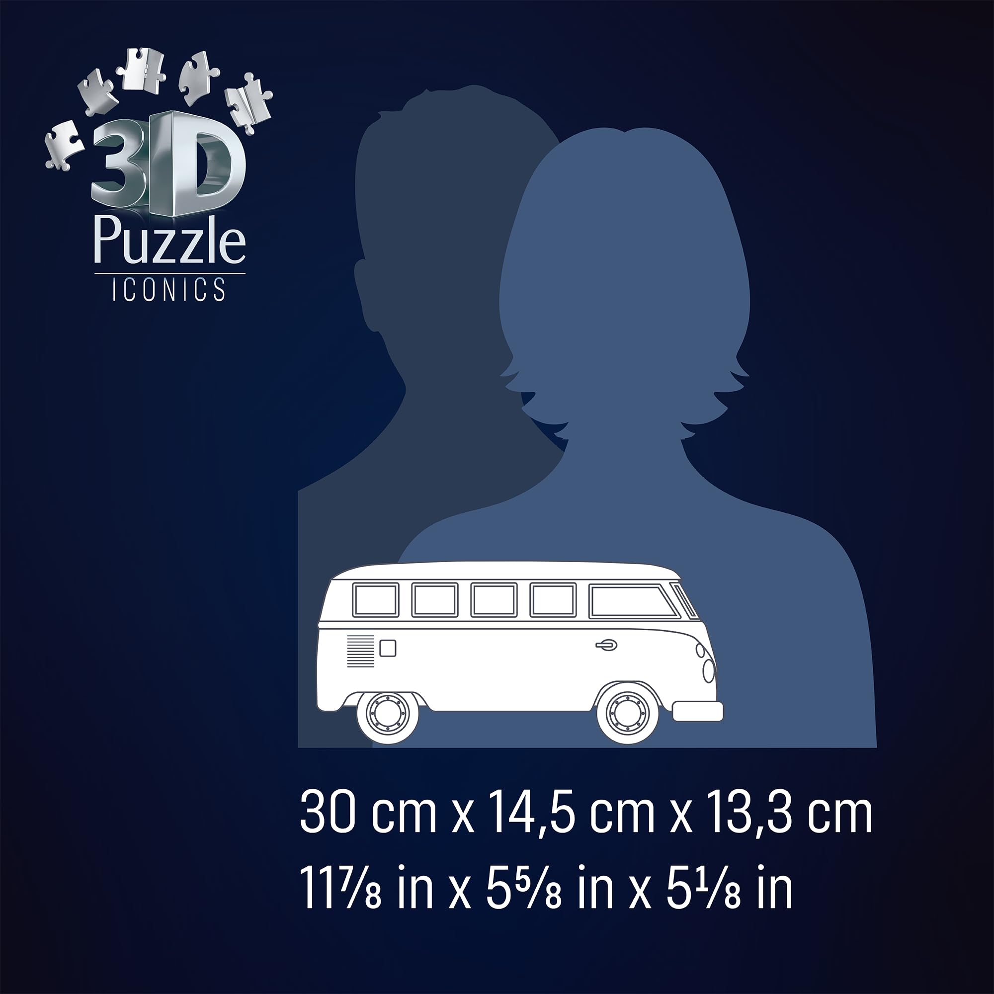 Ravensburger 3D Puzzle Iconics: 12008035 Volkswagen T1 - Eine echte Ikone der Automobilgeschichte. Der VW Bulli im Modell-Format