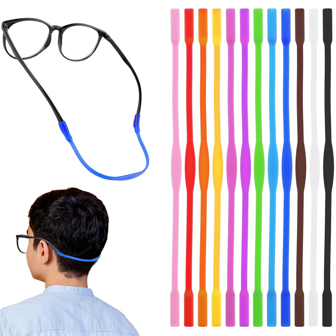 Cinturini Per Occhiali Antiscivolo AFCJLTO - 12 Colori, Elastici, Per Sport E Bambini