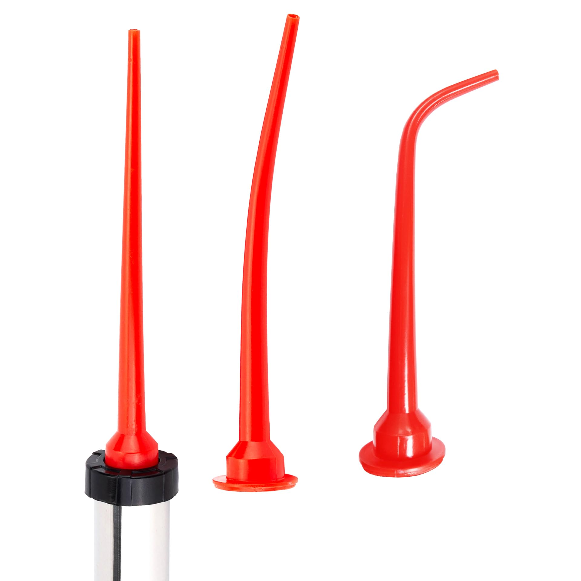 ANZHUO Adhesive Nozzle Set for Sausage Caulking Gun, Red Plastic, 8.4-11.8 Inch Length, 0.32 Inch Diameter, 3 Sizes, for Sealing Seams, Glass Door