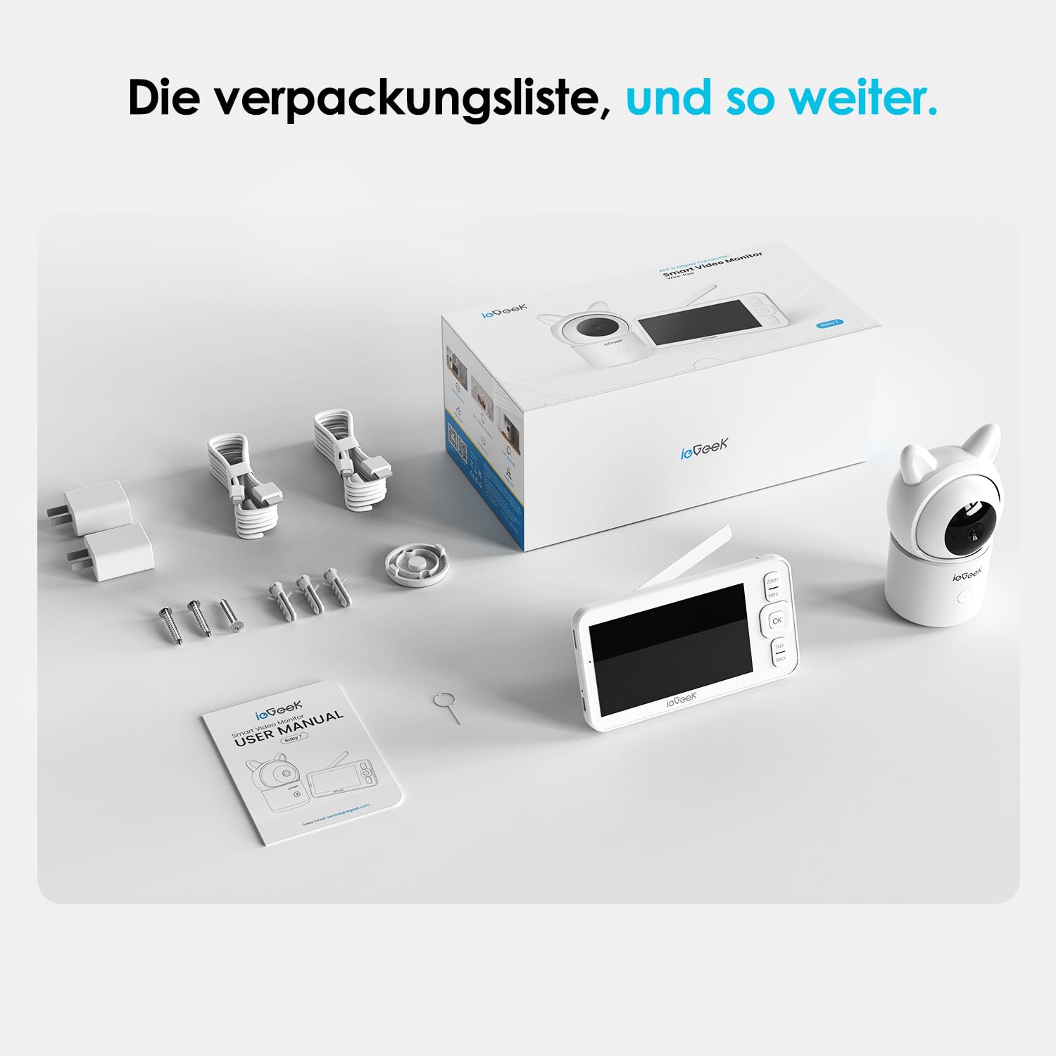 ieGeek Babyphone mit Kamera 1080P, App und 5 Zoll WLAN Video-Babyfon mit PTZ 355°, 4-Fach Zoom, Zonenalarm, Bewegungs-/Geräuscherkennung, Temperatur- und Feuchtigkeitssensor, Nachtsicht