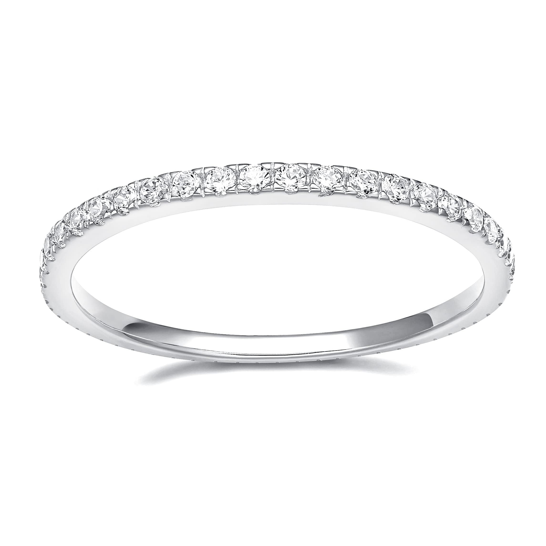 EAMTI 2mm Wedding Band Cubic Zirconia Half Eternity Stackable Brass Engagement Ring Size 3-13