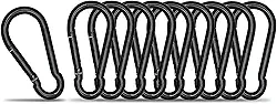 KINLINK Pacote Com 10 Mosquetões Pretos, Mosquetão De Mola Resistente De 1,57 Pol., Pequenos Clipes Caribeener Para Acampamento Ao Ar Livre, Balanço, Rede, Viagem De Caminhada, Pesca, Chaveiro De El