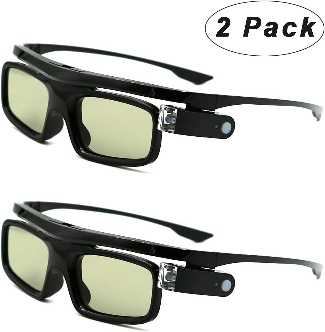 TOUMEI3D Glasses, Rechargeable Active Shutter 3D Glasses DLP Link Compatible with DLP 3D Projector Acer BenQ Optoma Viewsonic Philips LG Infocus NEC Jmgo Vivitek Cocar Toumei 2 Pieces