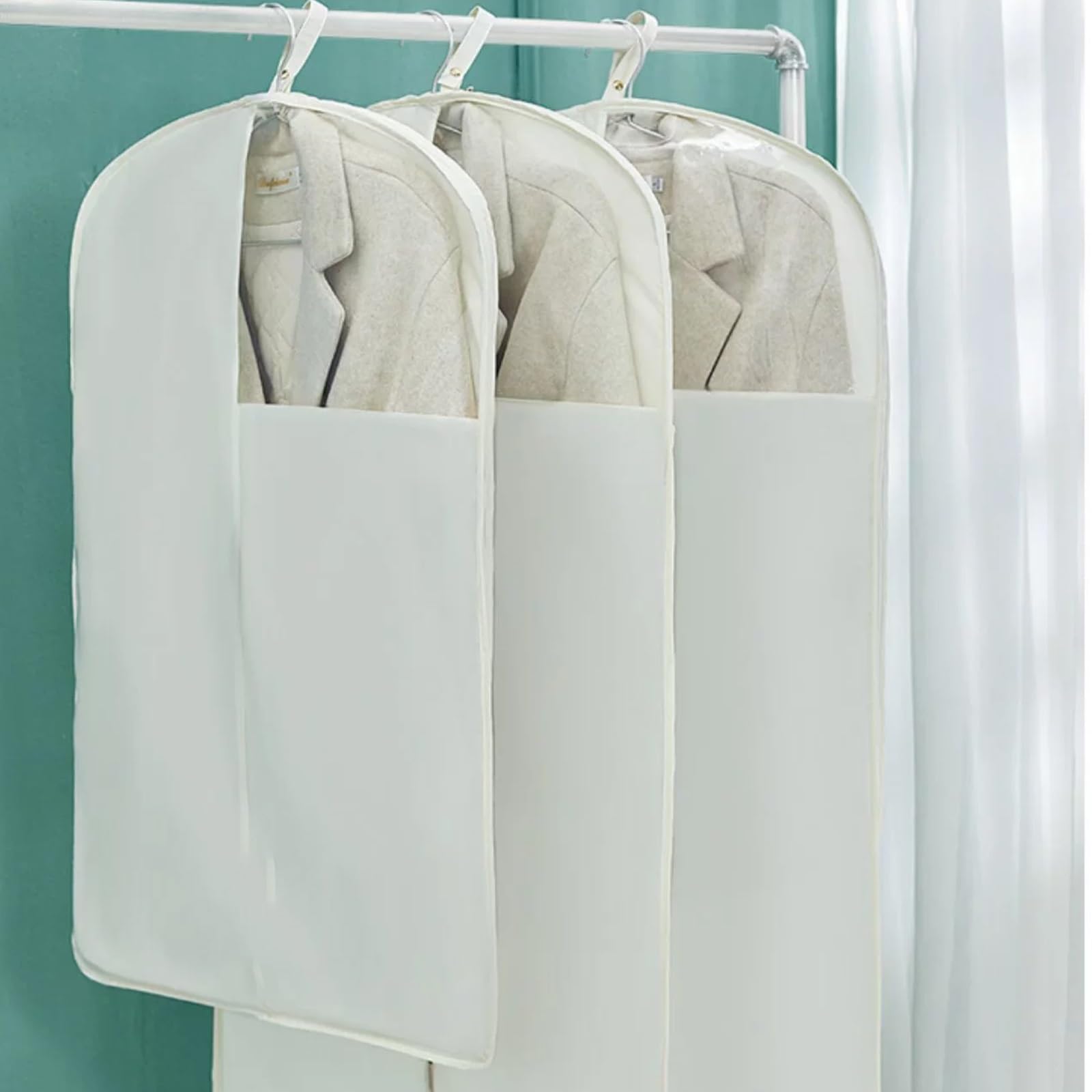 Funda Ropa Armario Nailon, Porta Trajes con Transparente, Colganteslavables Bolsa Ropa para Trajes, Camisas, Chaquetas y Abrigos.