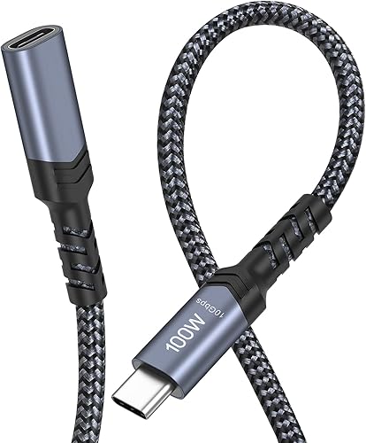 OKRAY - Cable de extensión USB C, cable extensor USB-C macho a USB-C hembra, 100 W, carga rápida, 10 Gbps, transferencia tipo C, Thunderbolt 3,