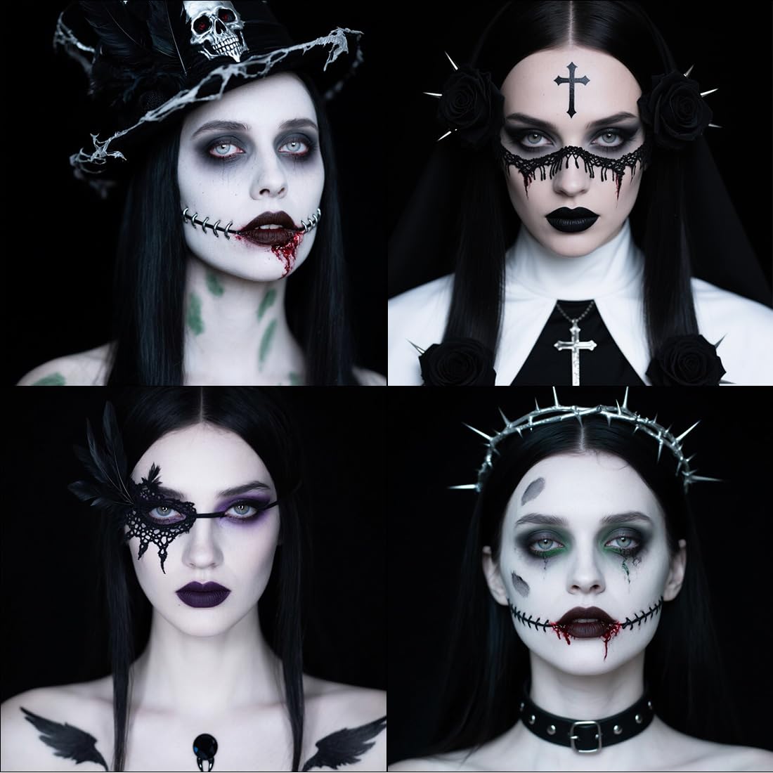 Palette di Ombretti Smokey, 9 Colori Halloween Trucco Ombretto Occhi Goth Nero Argento Grigio, Eyeshadow Scuri a Lunga Durata,Set di Trucchi per Ragazze, Kit Regalo per Spettacoli Teatrali Halloween