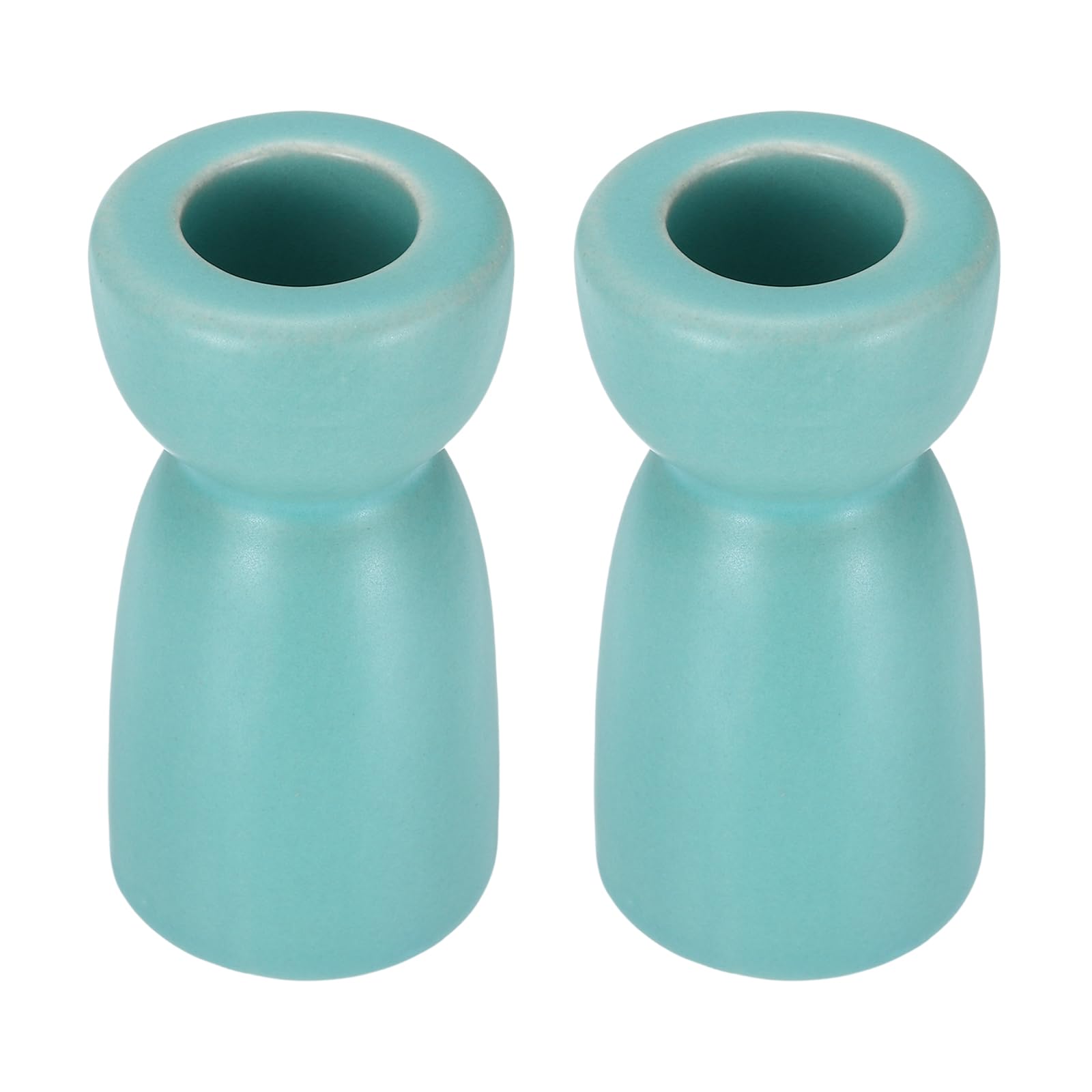 sourcing map 2 Pack Candlestick Holder Light Blue Ceramic Taper Candle Holder Candle Stand Holders Modern Style Decoration for Centerpiece Tabletops Anniversary