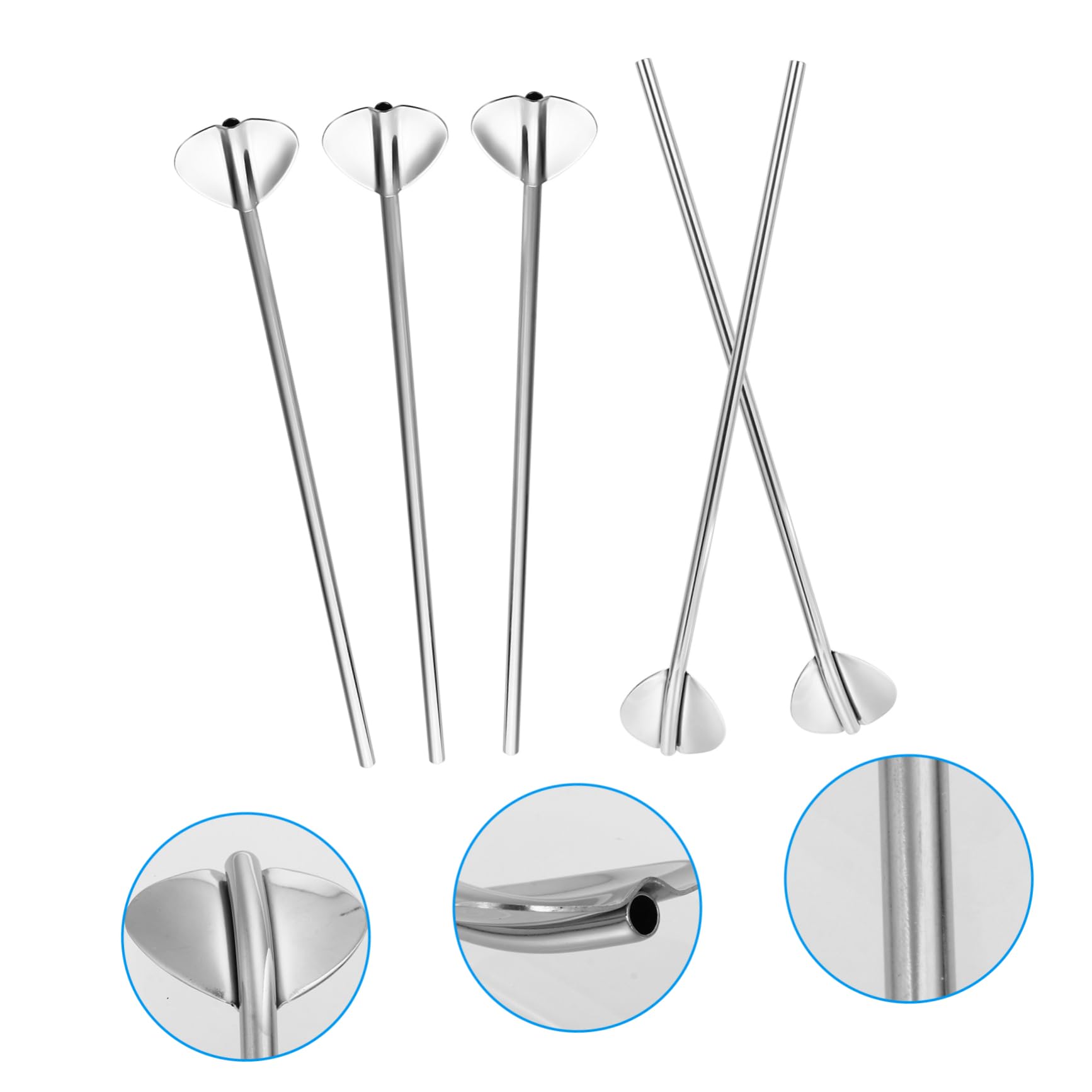 UTHCLO Stirring Reusable Straws 6pcs 304 Stainless Steel Filter Straw Spoons Tea Coffee Spoon