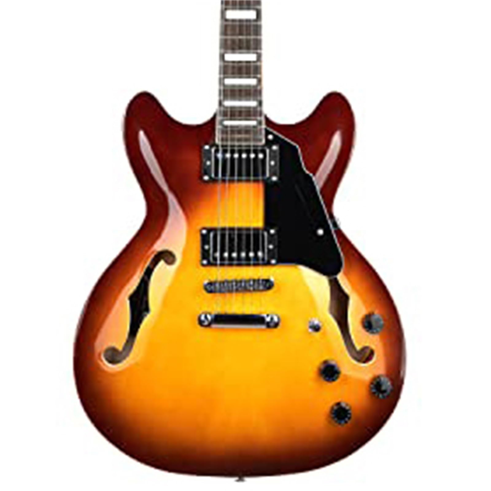 Gitara Elektryczna Humbucker Pickup Na Pełną Skalę Palisander Gitara Elektryczna Semi Hollow Korpus Progi Ze Stali Nierdzewnej Trwałe(Sunburst)