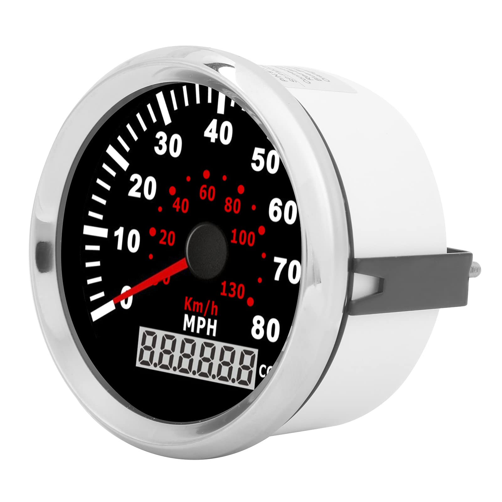 Medidor de 85mm 0-80MPH 0-130 KM/H LCD Cog IP67 Odómetro Esfera Negra Plateada para Coche Barco Yate RV Indicador de Velocidad Automático para un Ing preciso.