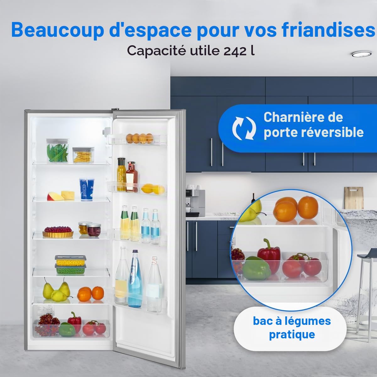 Réfrigérateur 242L Inox Bomann VS7363-Inox
