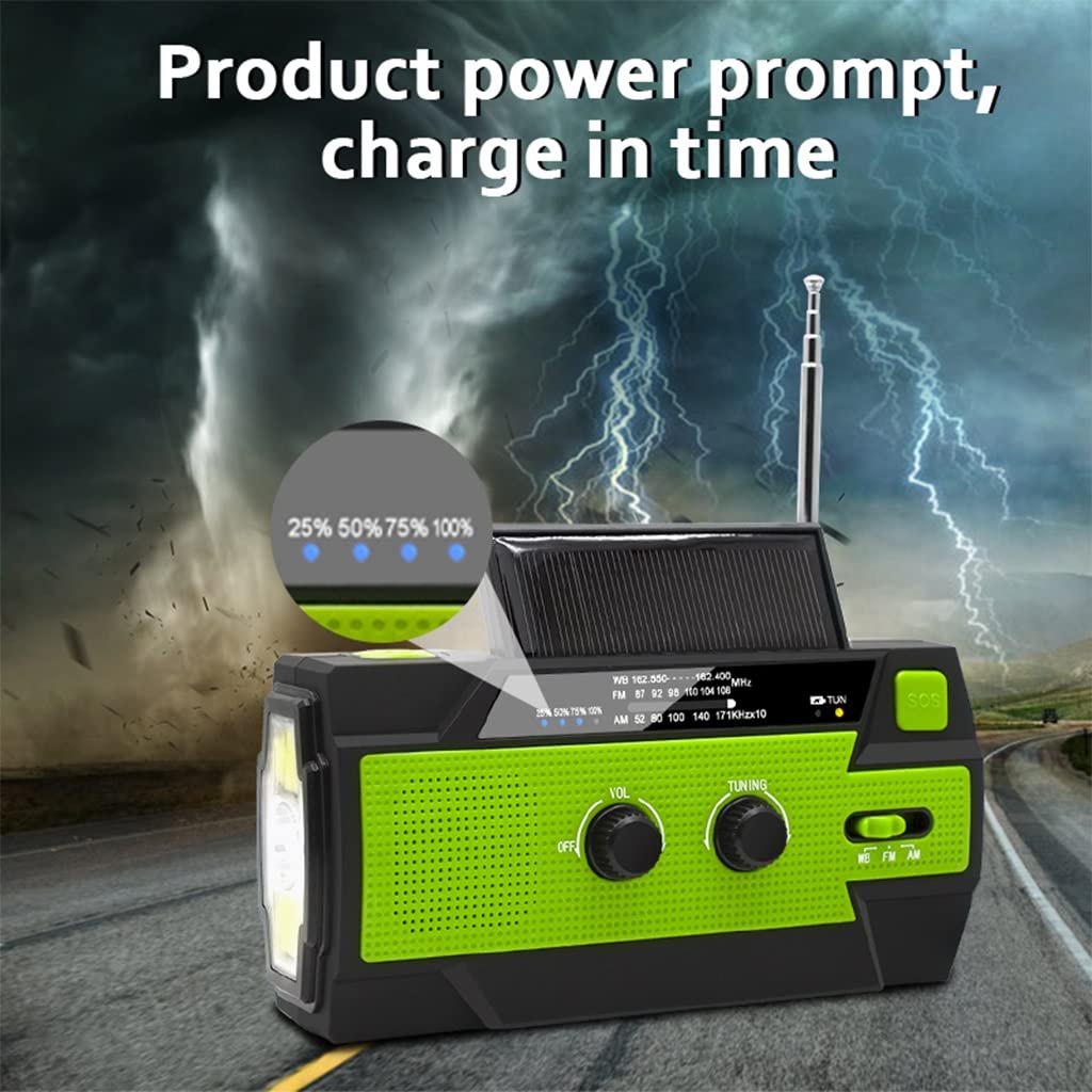 Emergency Hand Crank Radio Solar Wind Up Radio met USB-telefoonoplader, zaklamp, draagbare AM/FM-radio voor buiten (wit