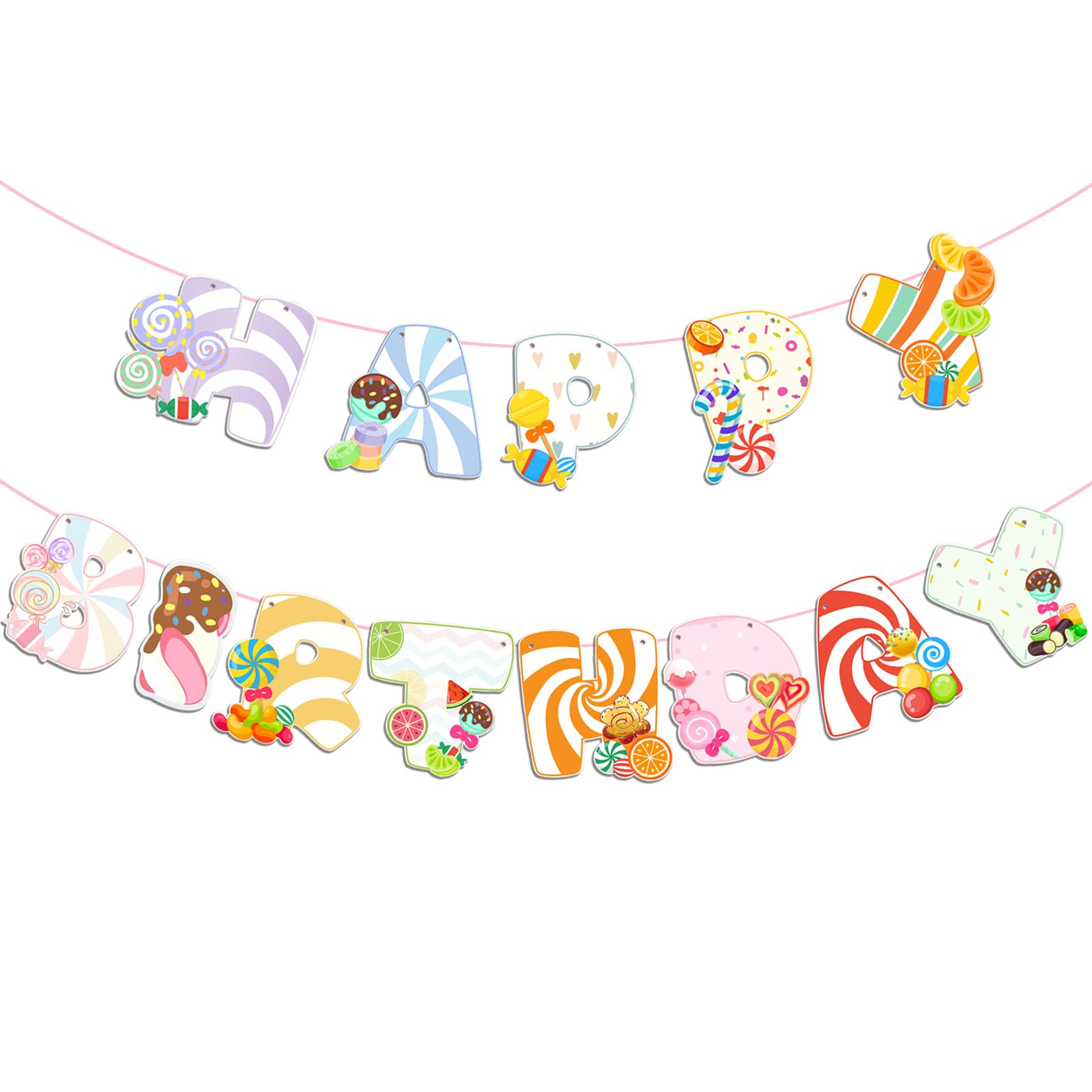 Candy Birthday Banner & Garland - Lollipop Bunting Decorations For Girls Party, Baby Shower, Wedding, Classroom - View #13