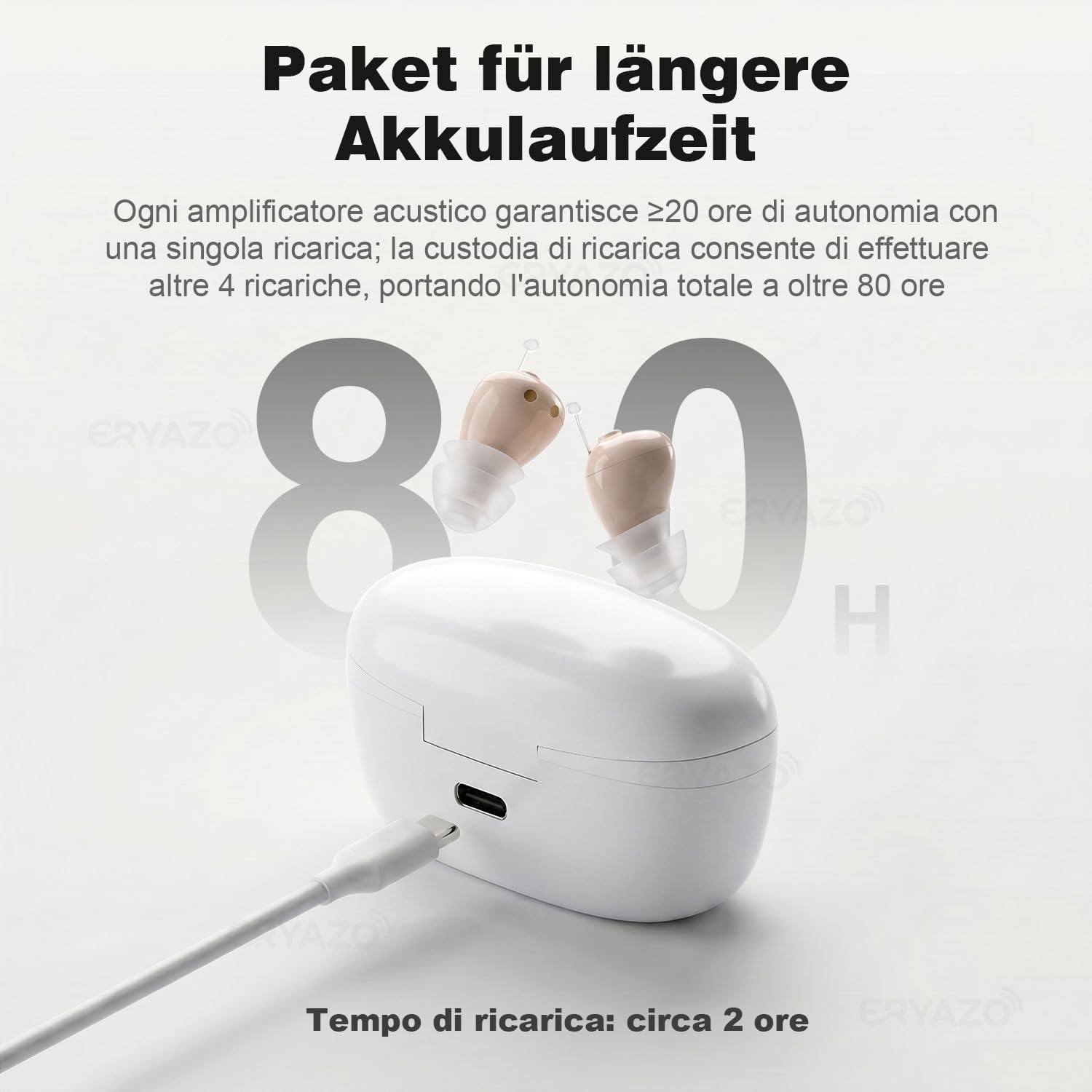 Wiederaufladbarer Audioverstärker, Geräuschunterdrückung, USB-Ladestation, Aufbewahrungsbox, ergonomische Passform