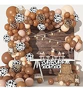 170Pcs Brown Cow Balloons Garland Arch Kit, Coffee Brown Neutral Blush Confetti Cow Print Balloon...
