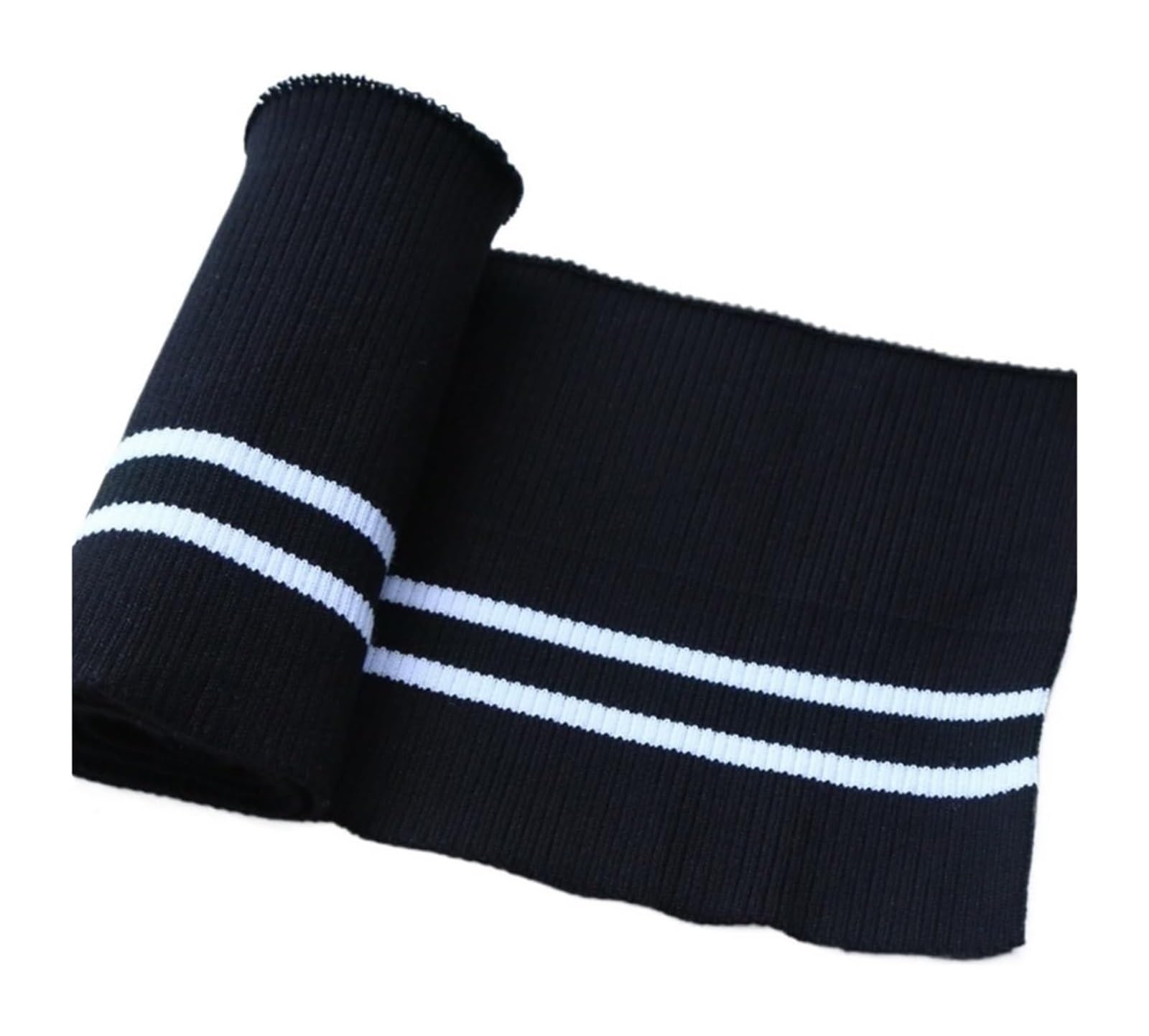 Knit Cuff, Cotton Spandex Elastic Ribbed Cuffs Stretch Knit Multicolor 80cm X 15cm(Black)