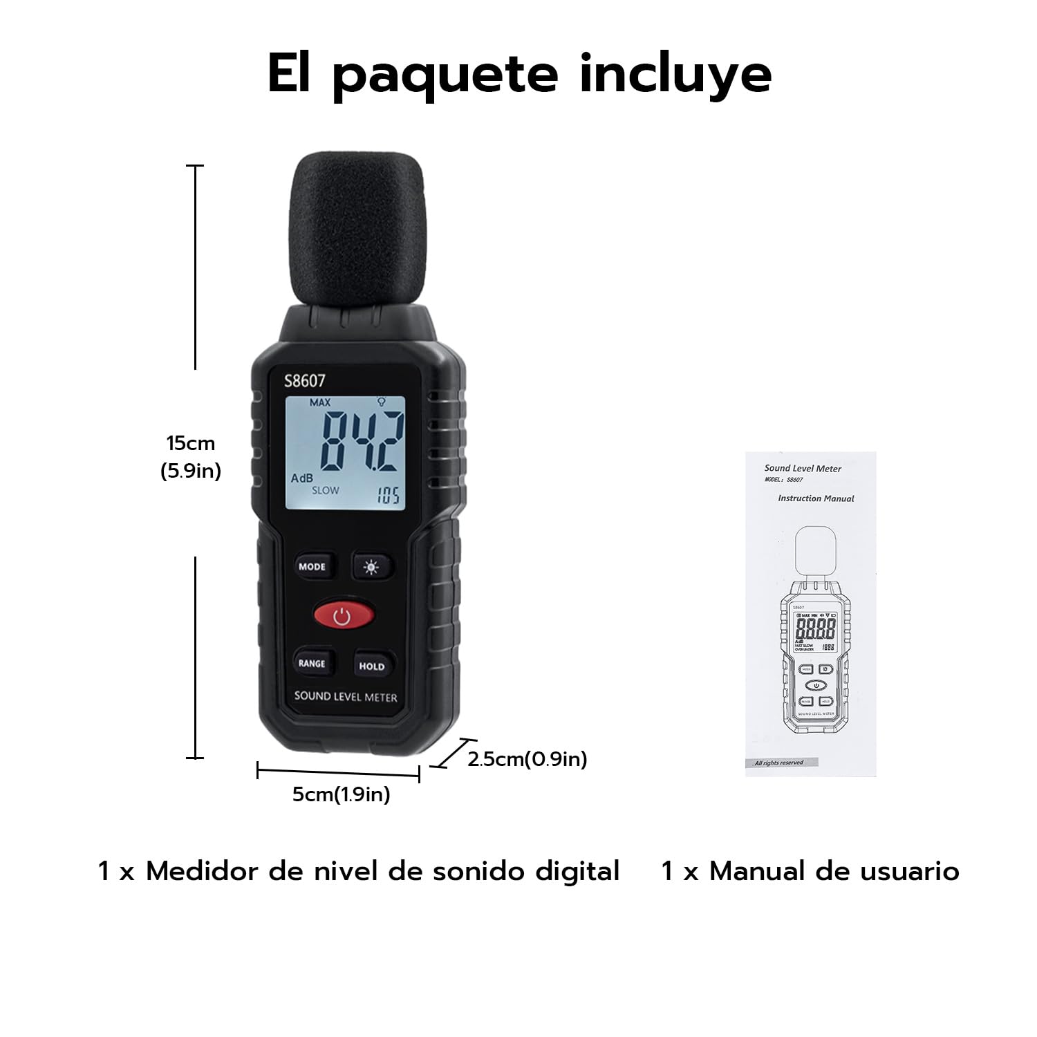 Mcbazel Digital Medidor de Decibelios, 30-130dB Medidor de Decibelios de Ruido con Pantalla LCD Digital Retroiluminada, Medidor de Sonido Portátil para Uso Industrial y Escolar