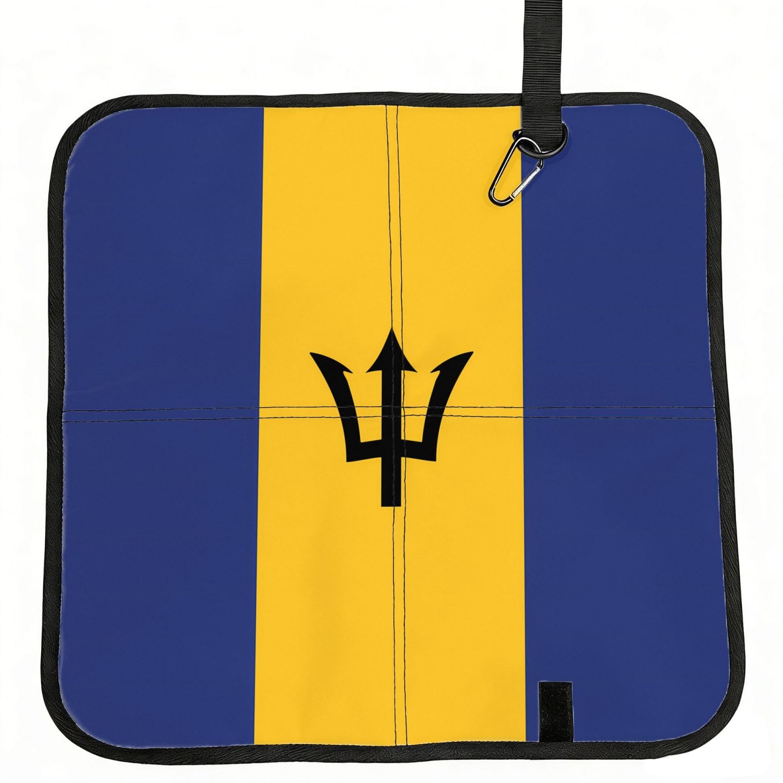 WZYCWB Flag of Barbados Foldable Seating Cushion with Carabiner - Stadium Mat for Camping, Hiking and Outdoor Activities