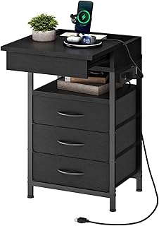 12 Slanted Ceiling Bedroom Ideas for Smart Stylish Layouts 116 HOOBRO Nightstand with Charging Station, Bedside Table with Fabric Drawe...