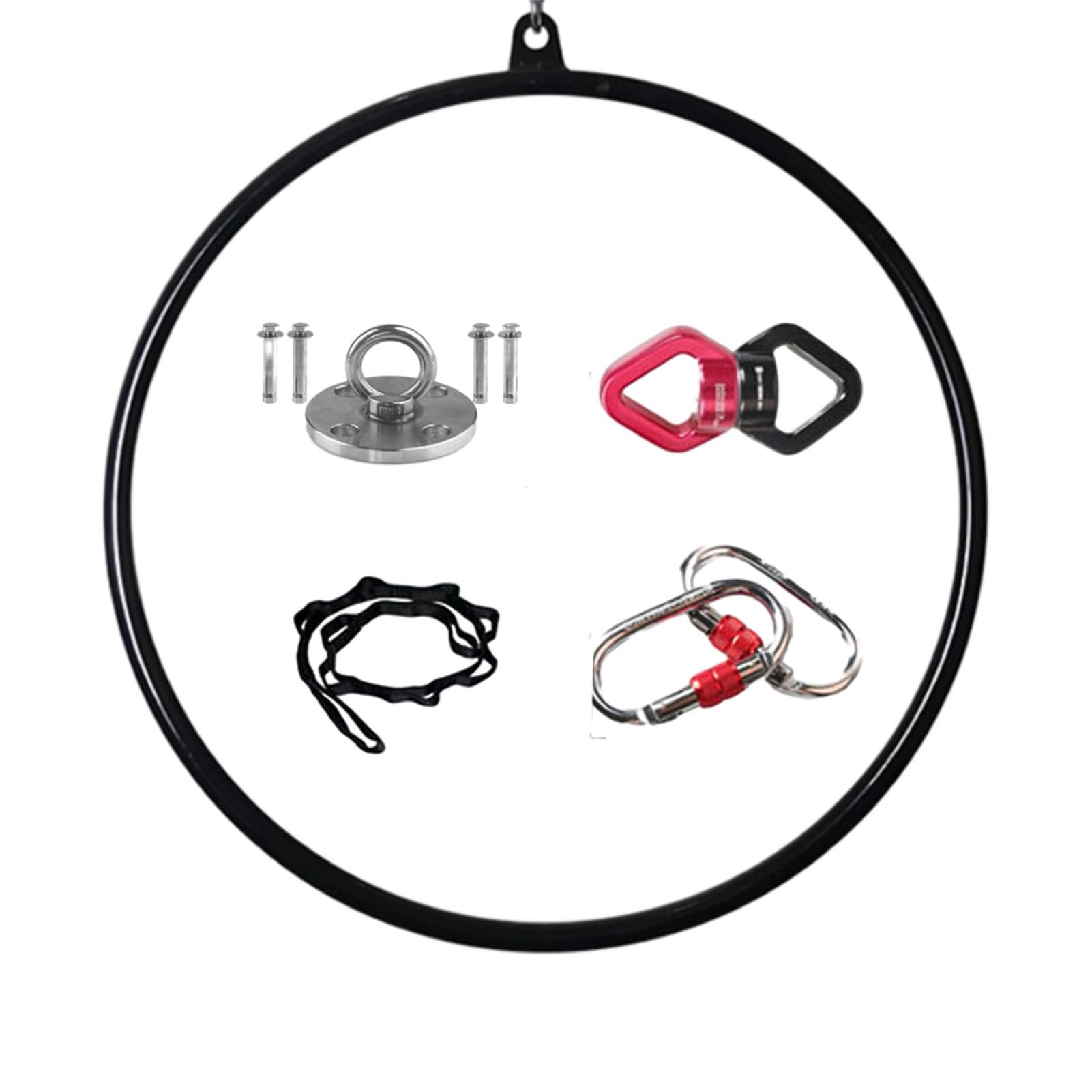 Kunovo Aerial Hoop Set Fully, Professional Metal Lyra Hoop, Aerial Yoga Ring with 1 Ceiling Anchor, 2 Locking Carabiners, 1 Swivel Buckle, 1 Nylon Strap (Size : 100 cm (39