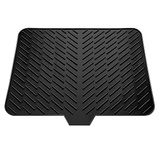 Silicone Drying Mat, 23"X17" With Built-in Drain Lip,Heat-Resistant,Eco-friendly,Hygienic Drying Pad,Leak-Proof and Non-Slip,Silicone Dish Drying Mat for Kitchen Counter or Sink(Black 23X17) - Amazon product rated Grade A