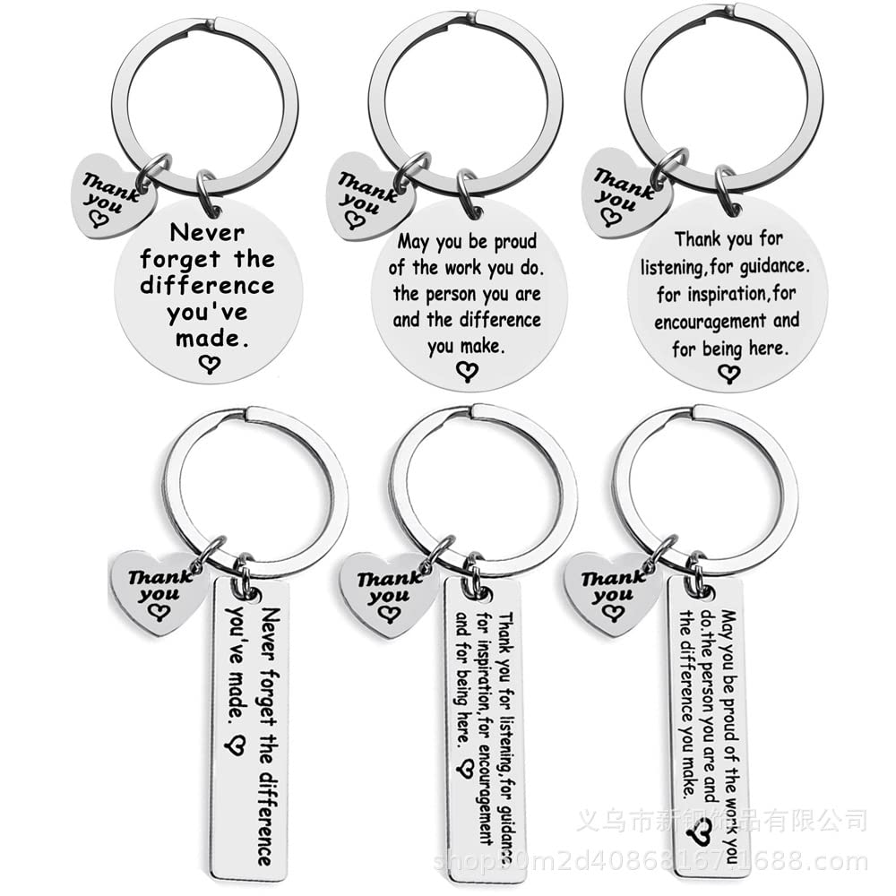 6 Pcs Thank You Gifts Appreciation Keychain Make a Difference Keychain Appreciation Gifts for Colleagues Employee Nurse Mentor Volunteer Social Worker Teacher
