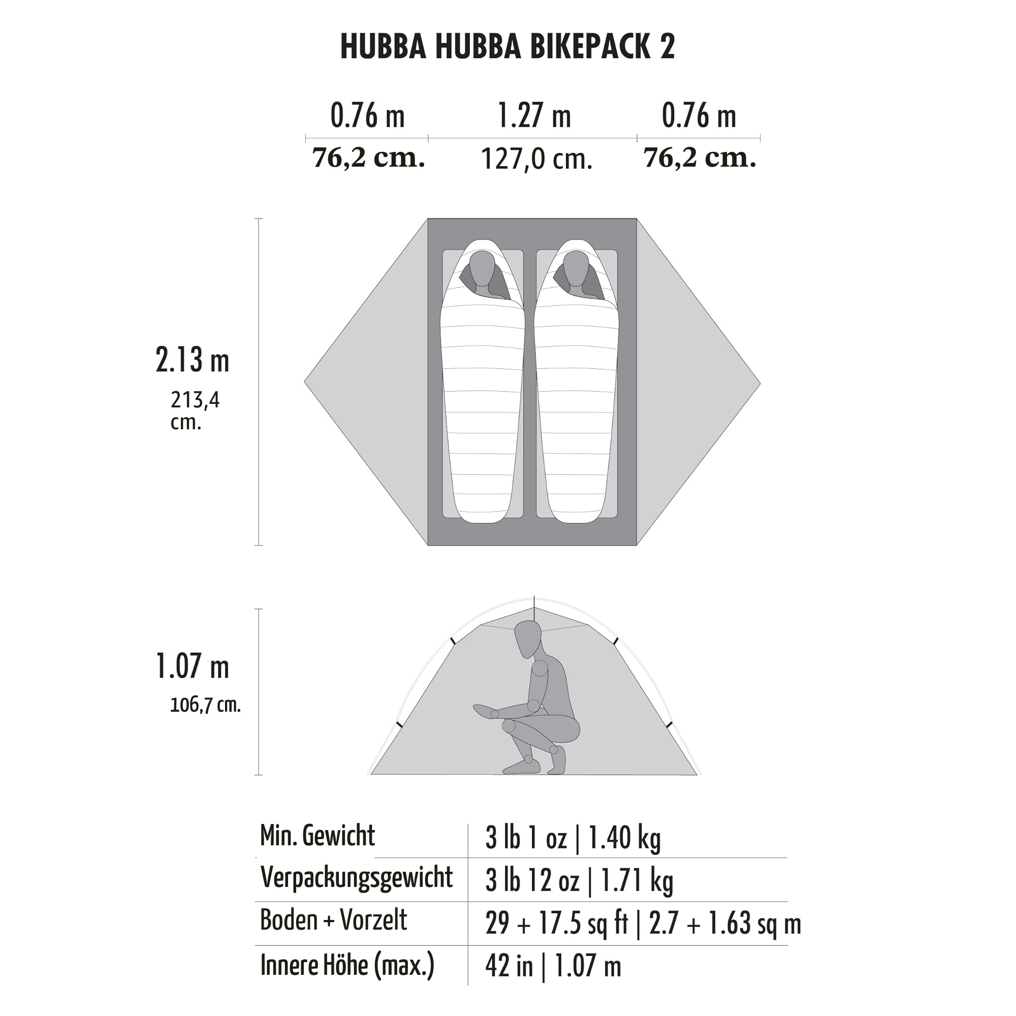 MSR Hubba Hubba Bikepack 2, Einheitsgröße, Grün, 13707