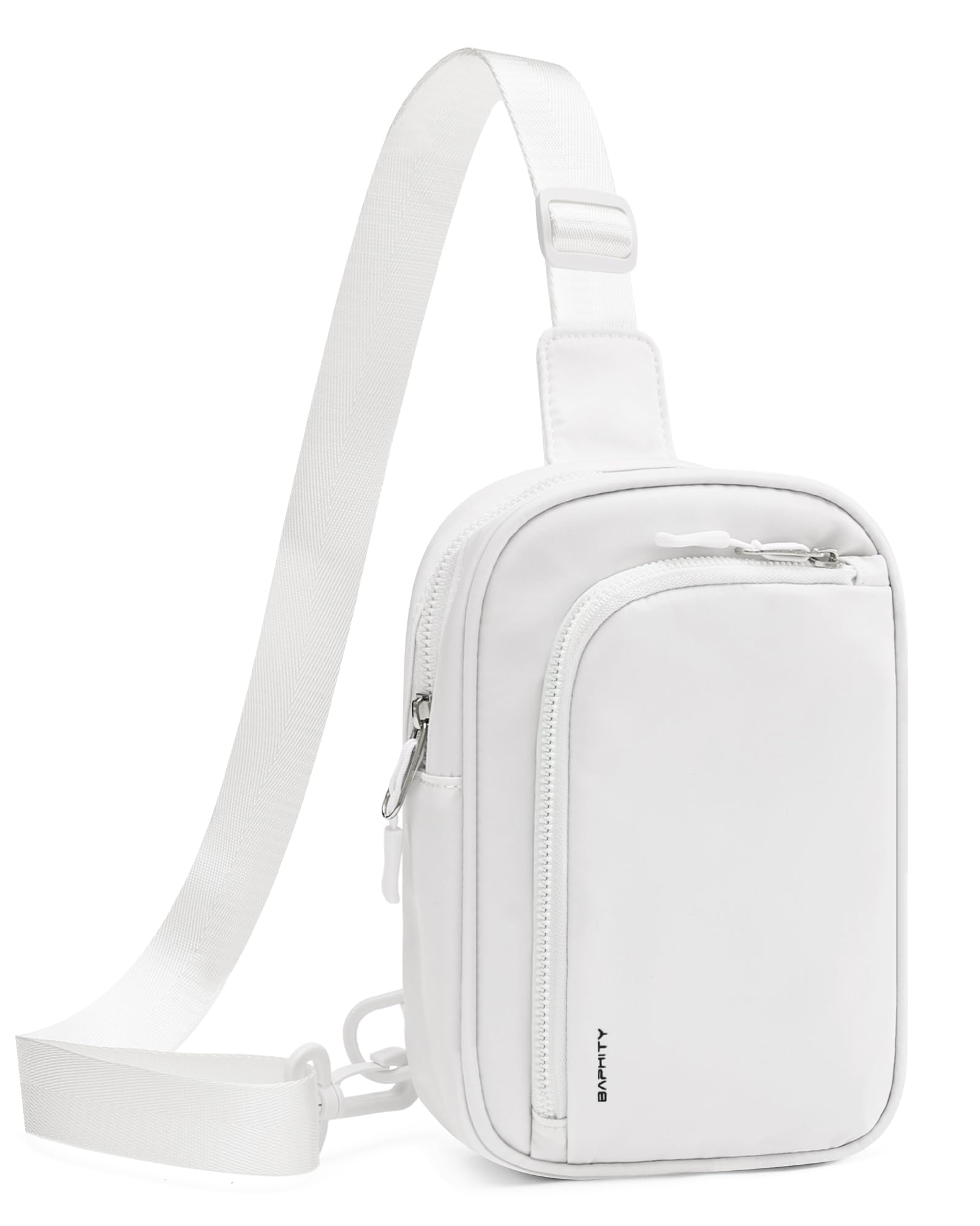 BAPHITY Small Mini Sling Bag for Women Men, Crossbody Bag Switchable Extended Strap Trendy Travel Daypack, White