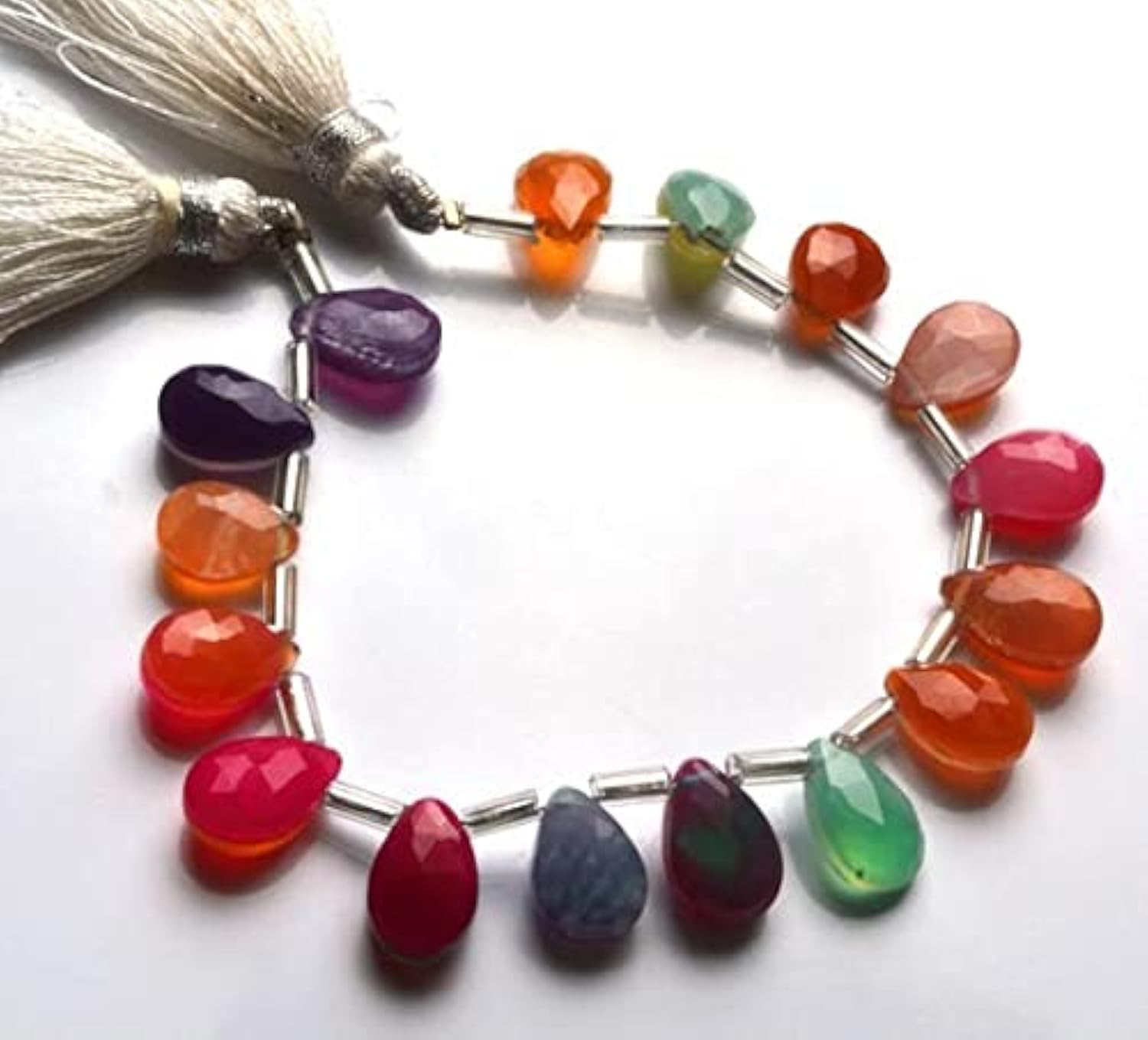 Perles chalcédoine multicolores LKBEADS de qualité supérieure en poire briolette