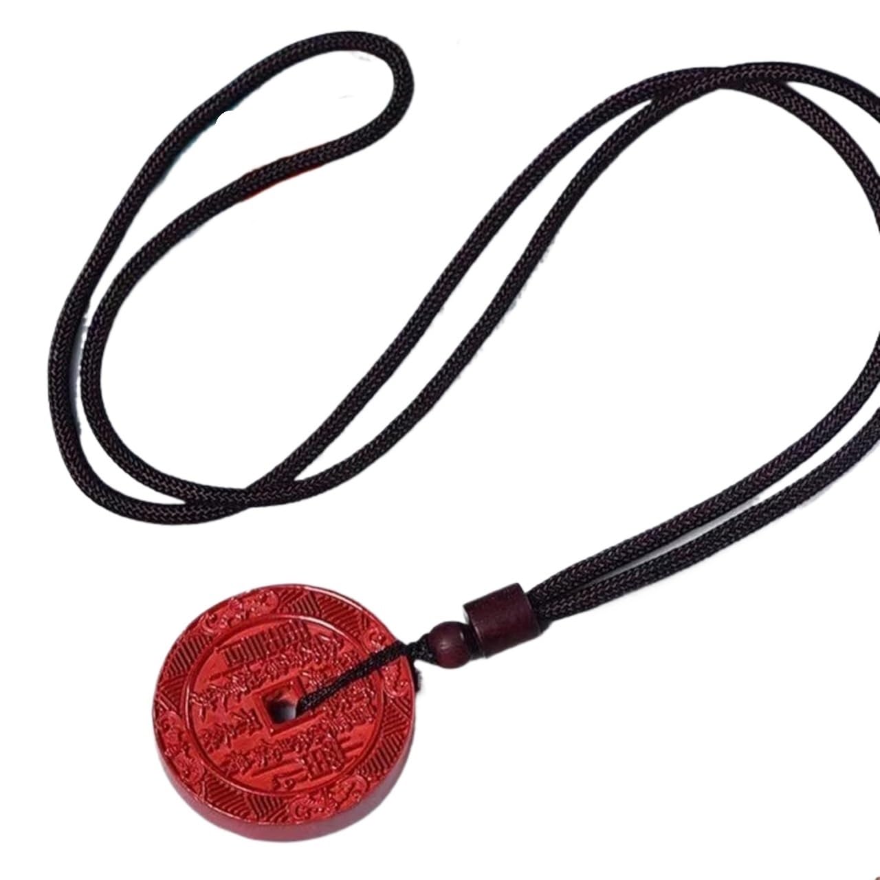 Naszyjnik, naturalny naszyjnik z cynobru Feng Shui Amulet naszyjnik dla kobiet mężczyzn Bagua Charm wisiorek naszyjnik talizman kamień długi naszyjnik kryształ kwarcowy naszyjnik bogactwo dobry naszyj