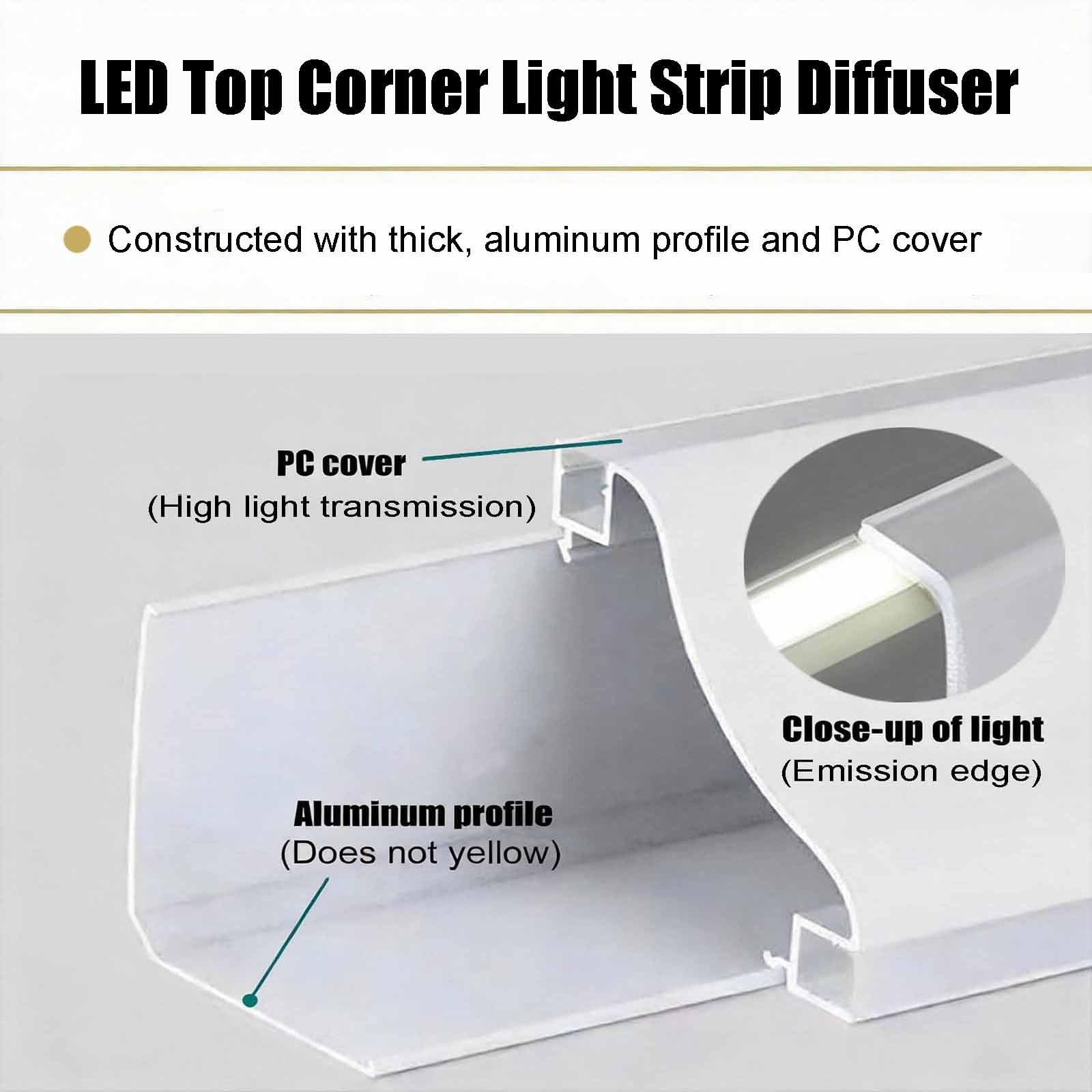 100 300 500 Cm Moulding Led Indirect Lighting Channel for Home, 69 Mm Height Ceiling Trim Edge for Light Fixtures, Wall Led Strip Light Cover Diffuser(L 450 cm)