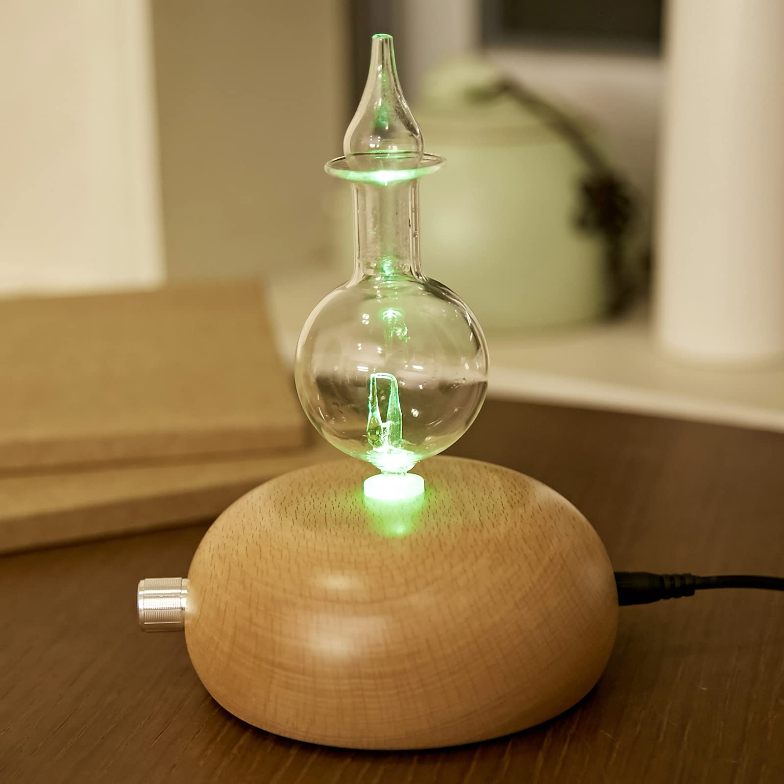 Aromathérapie Diffuseur Nébulisation Diffuseur D'huiles Essentielles, Bois Verre Nébuliseur, Eau, remplit Chambres avec, UN