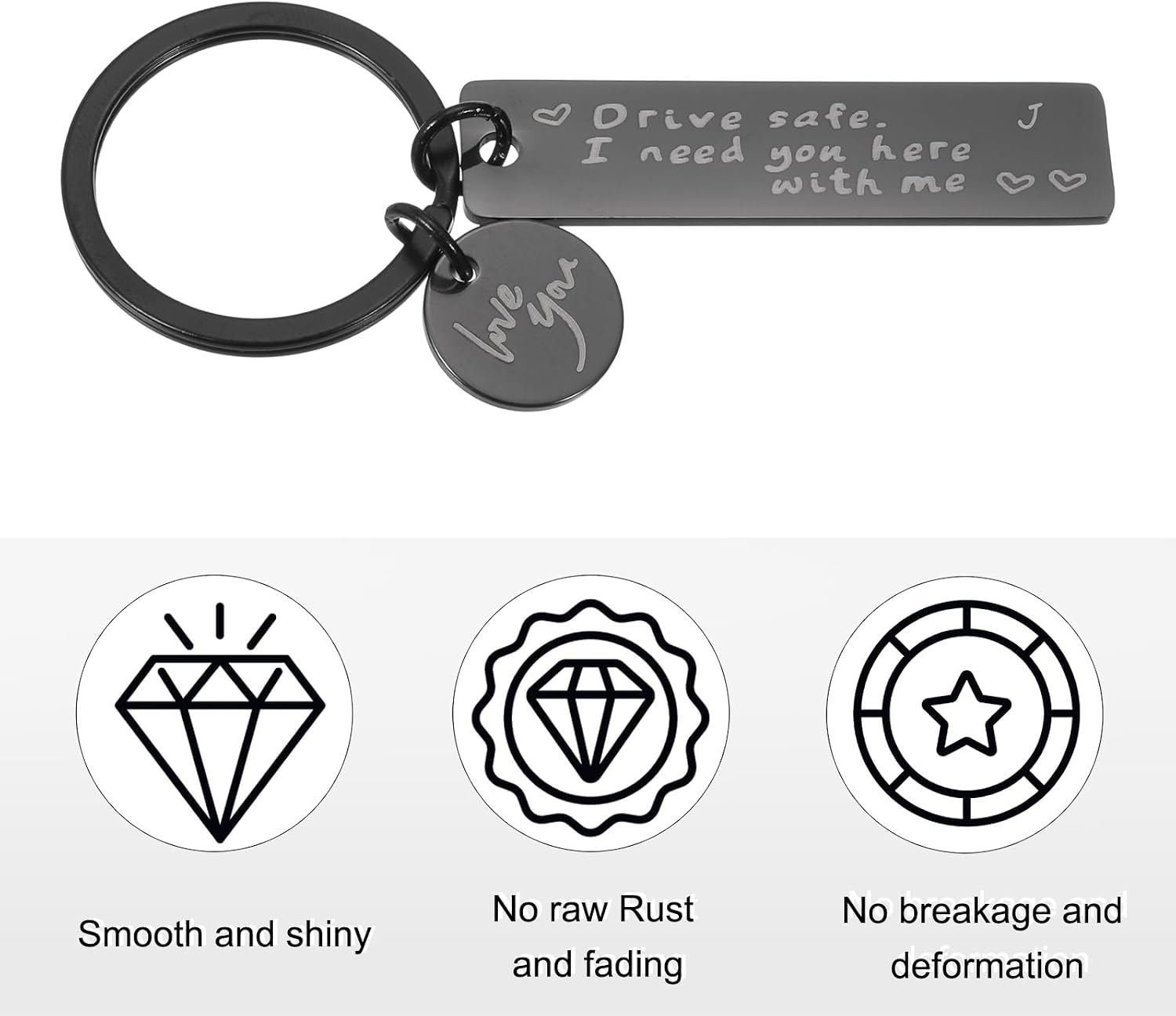 PATIKIL Drive Safe Love You Keychain, Letter Charm I Need You Here with Me Custom Keychains with Gift Box for Him Men Gifts