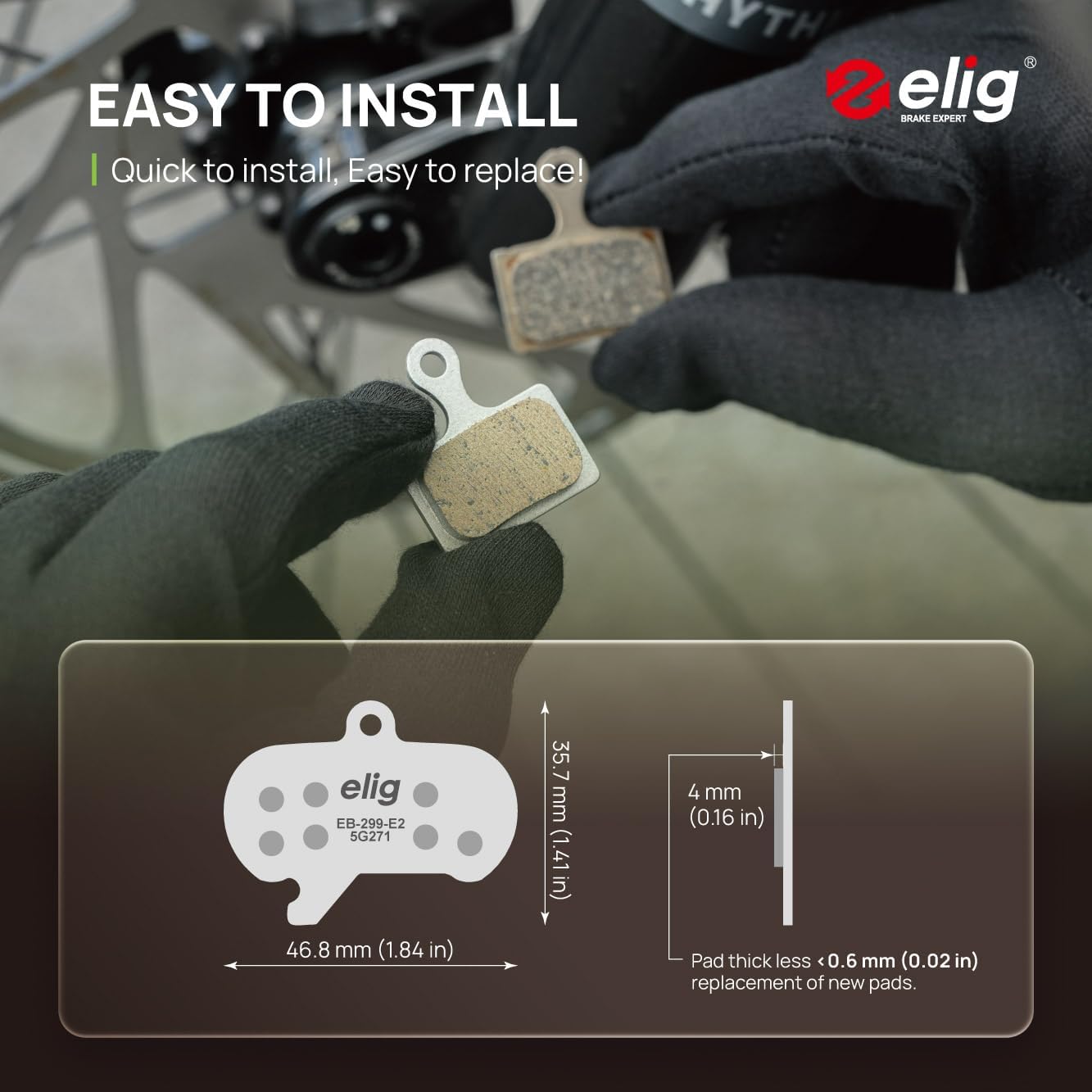 ELIG Bike Disc Brake Pads Compatible with SRAM Maven Ultimate, Maven Silver, Maven Bronze｜MTB/eMTB/Downhill/Trail/Enduro Race/All Mountain/Cycling