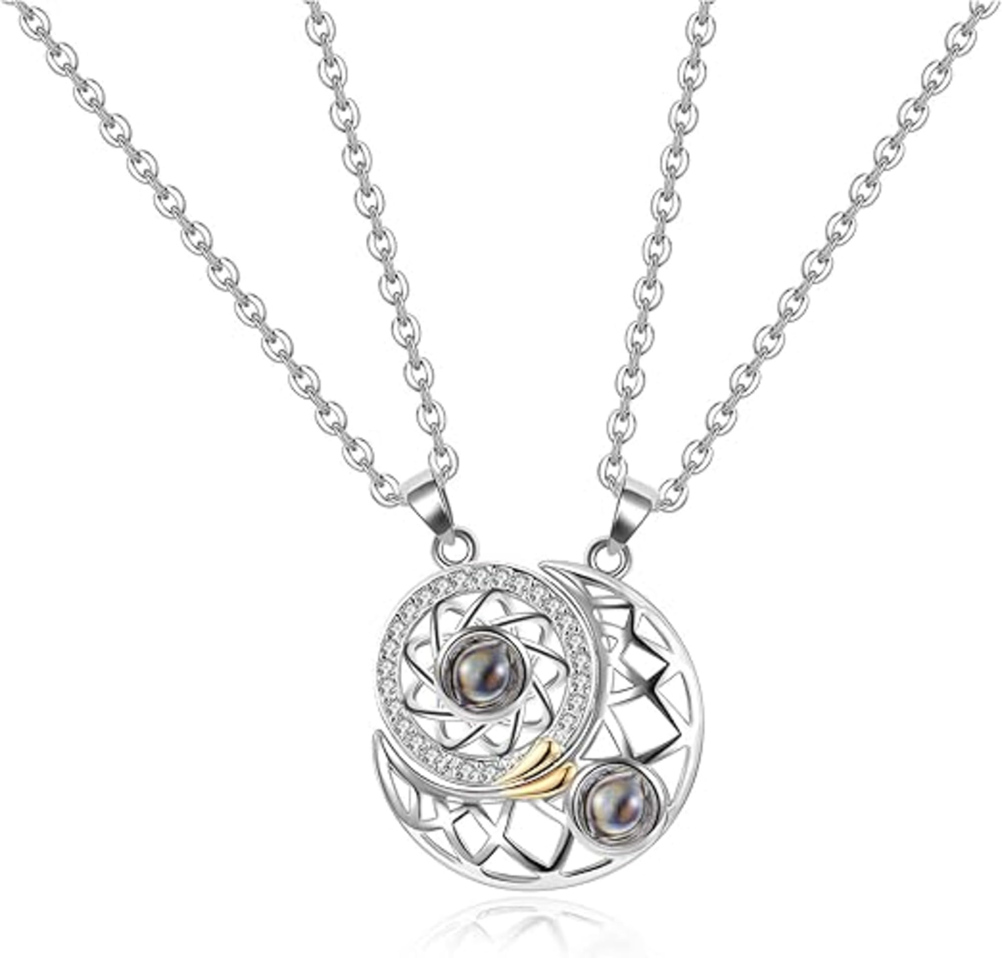 Fashion FrillGold Chain Pendant Necklace For Couple Golden Sun Design Menatic Pendant For Men Women For Her Him