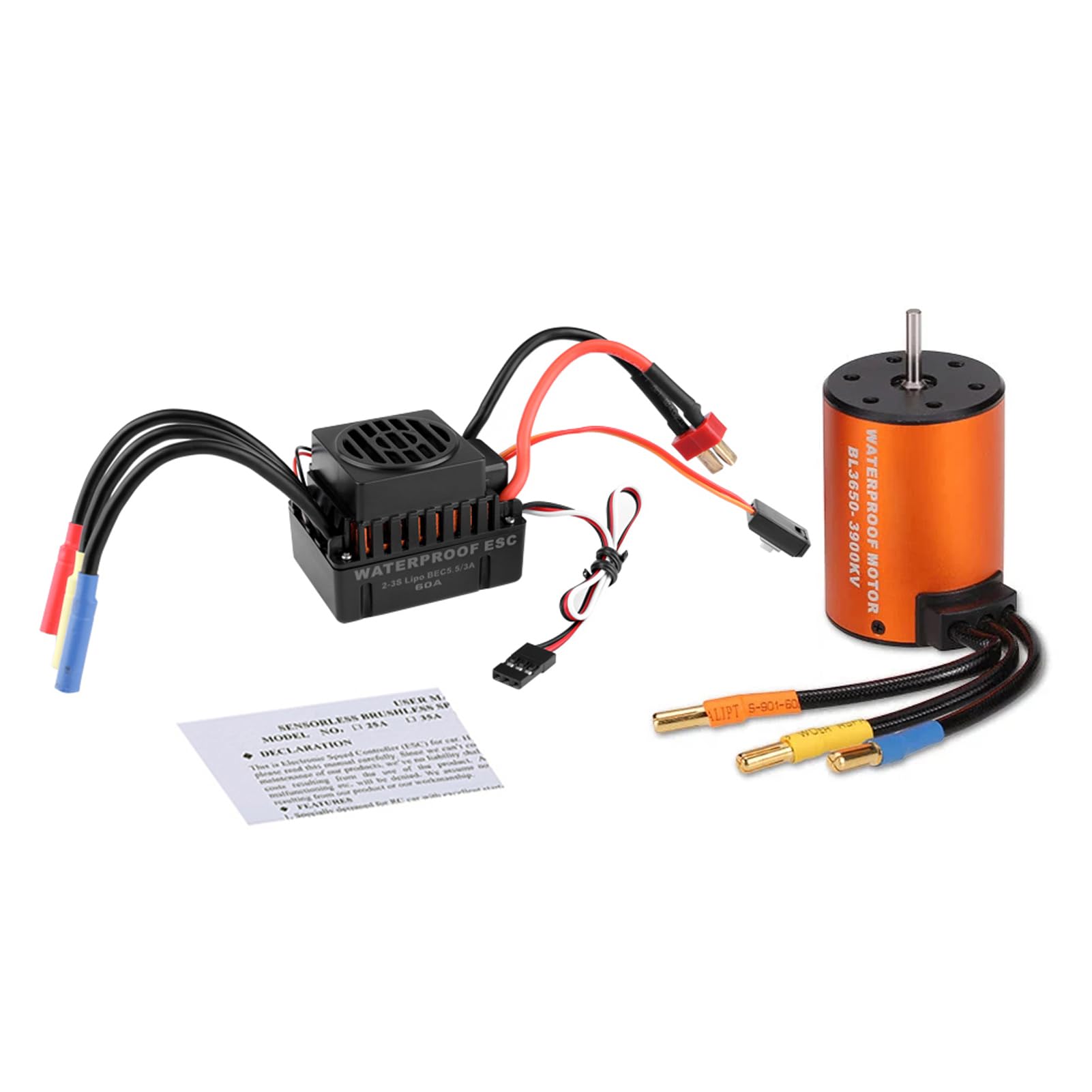 GoolRC Beushless-Motor, 3650, 3900 KV, wasserdicht, mit Kombi-Set, ESC 60 A, für 1/10 RC LKW Auto