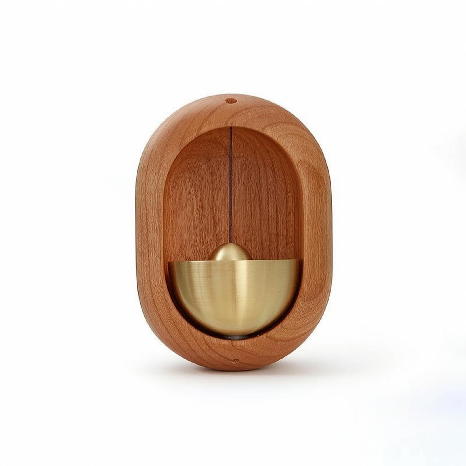 Brass Bell with Wooden Shell Minimalist Wooden Wall Bell Compact Door Chime for Homeowners, Uncluttered Lifestyle Advocates, Entryway Cherry Wood-image-46