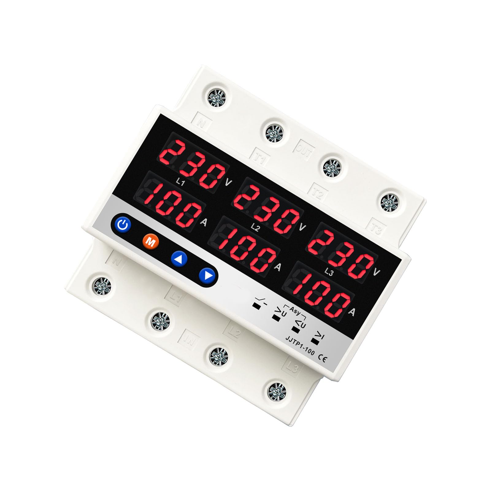 Display LCD Protezione auto reset Protezione da sovratensione e sottotensione Interruttore automatico limitatore di corrente per elettrodomestici, materiale plastico (220V 100A)