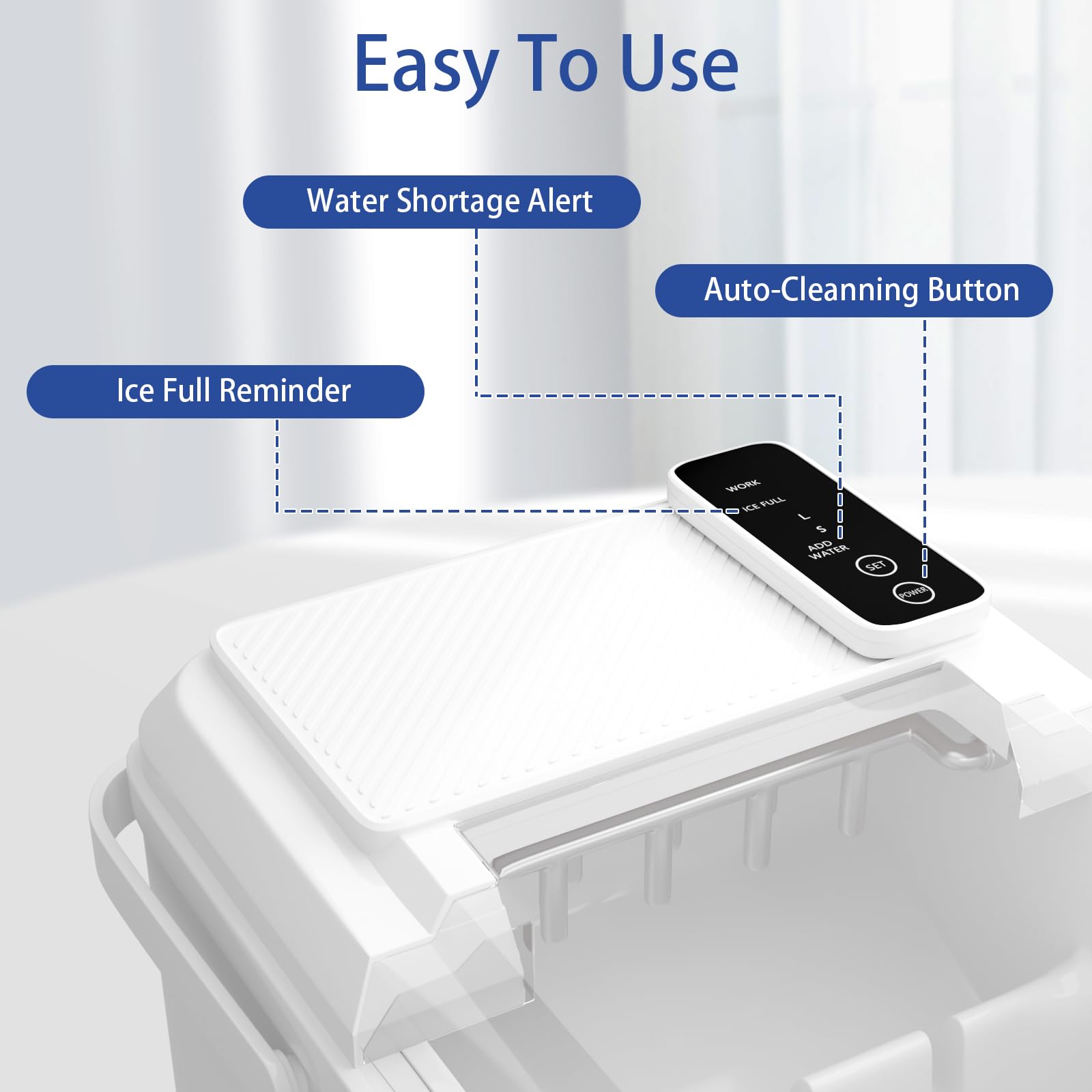 Dollardash 26lbs Per Day Portable Countertop Ice Maker, Self-Cleaning 2 Sizes Of Bullet Ice Machine With Scoop And Basket, 9 Cubes In 6 Min,Ideal For Home/Kitchen/Bar/Camping (Home, 26lbs/Day) on Fridge.com - View 4