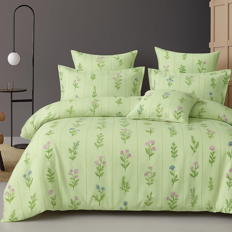BSB HOME 300 TC Microfiber XXL Soft Cotton Super King Size Bedsheet for Double Bed, King Size 108 Inches X 108 Inches, 9 Feet, 275 X 275 cm with 2 Large Size Pillow Covers - Pastel Pistachio Green-image-33