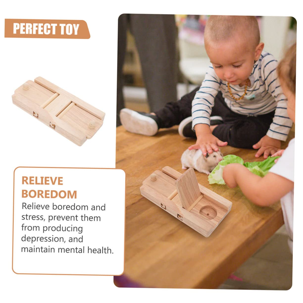 BESPORTBLE 2pièces Jouet Interactif pour Hamster Et Chinchilla Cachet De Friandises Bois Accessoire Ennui pour Rongeurs avec Double Couvercle Rotatif