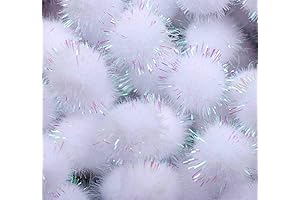 YYCRAFT 200-Pack 20mm Tinsel Pom Poms for DIY Crafting, Party Decoration, and Cat Play!