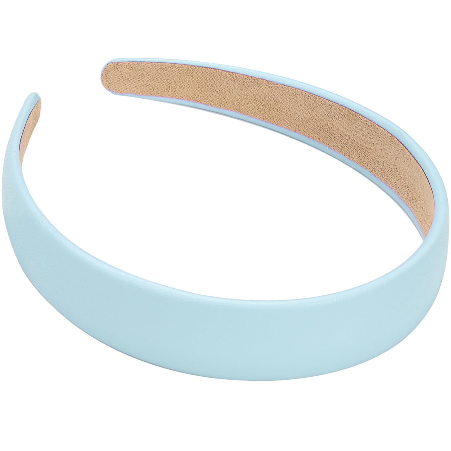 WantGor 1 Zoll PU Leder Stirnband, breite gepolsterte Haarband Mode Haarbänder niedliche Frauen Stirnbänder Urlaub DIY Haarzubehör (Blau, M)