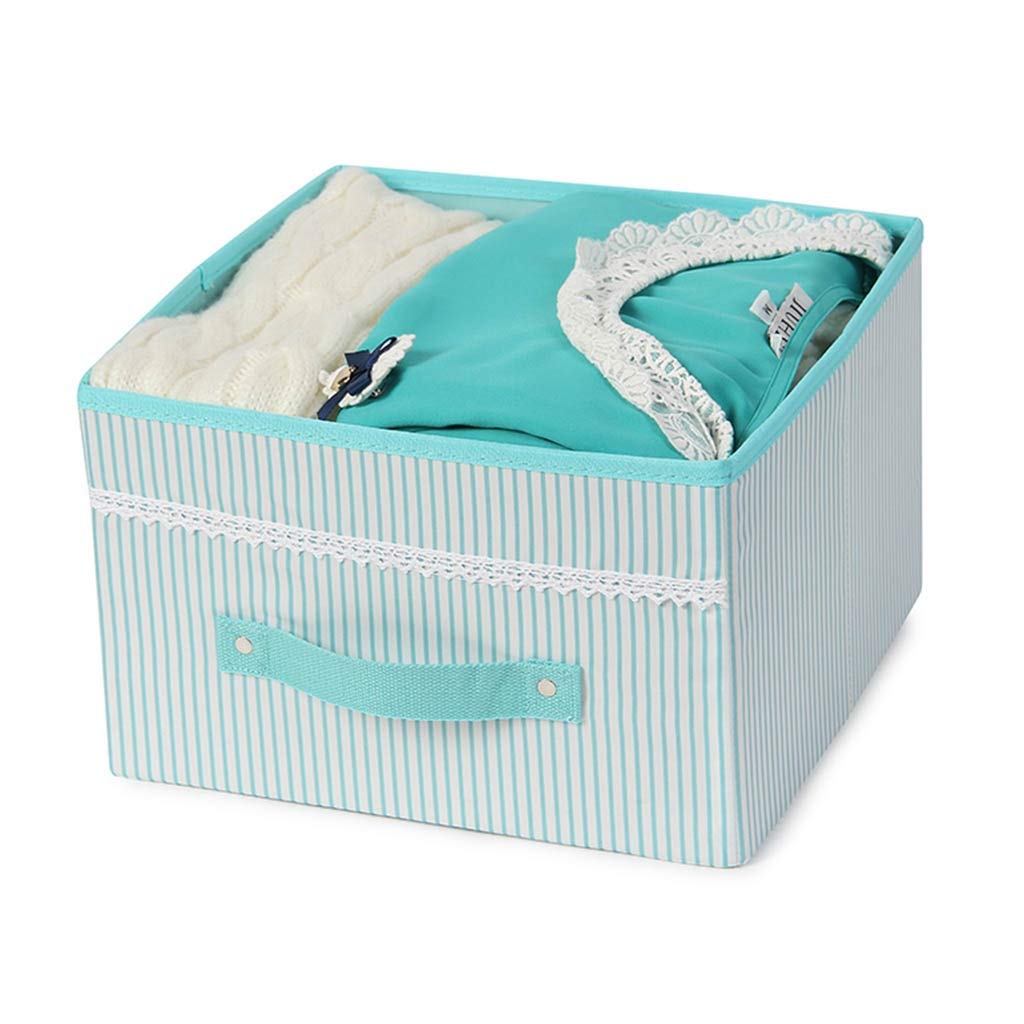 HELIXUEge Bin for Shelves, Fabric Closet Organizer Shelf Cube Box with Handle Home Office ge Baskets Large Green 29x29x19cm