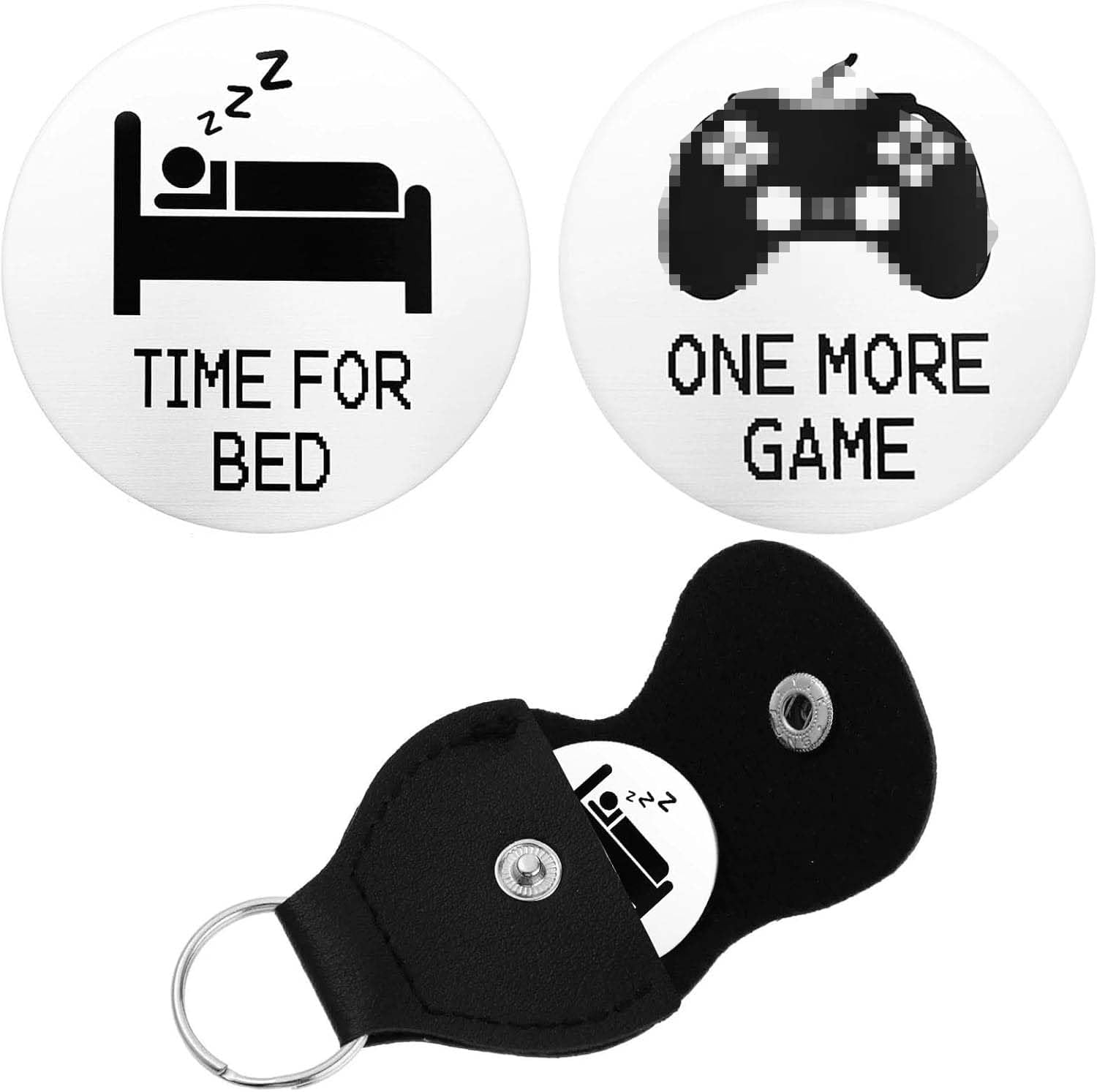 Pièce de monnaie de décision double face en acier inoxydable, pièce fantaisie de jeu double face, un jeu de plus ou aller au lit Choix de défi en acier inoxydable, avec étui en cuir PU,