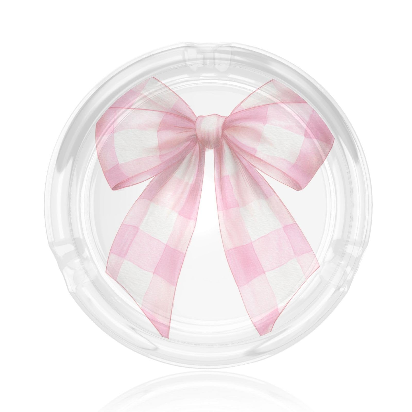 Ribbon Bow In Pastel Pink White Checkered Pattern Glass Ashtray For Cigarettes Ash Trays Case For Home Office Decor