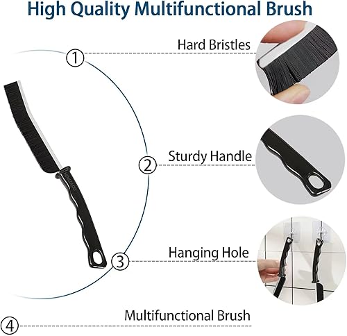 Miniatura 4 de 5 cepillos de limpieza de hendiduras de cerdas duras, cepillos de limpieza de hendiduras finas para uso doméstico, herramientas de limpieza 5 piezas