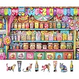 Blueforest 500 Piece Colorful Candy Store Puzzle, Premium Jigsaw Puzzle for Adults, Challenging Puzzle Perfect for Game Nights, Vintage Style, 21 x 15 Inches
