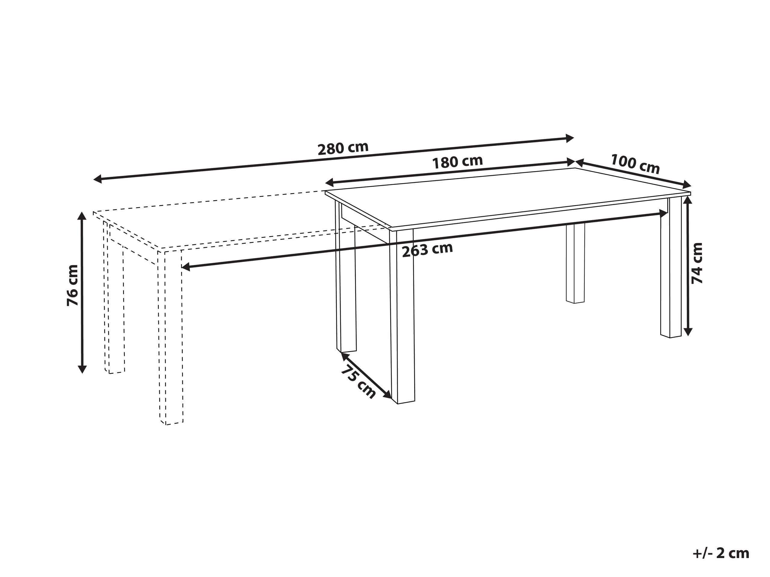 Beliani Table de Salle à Manger Extensible Placage en Frêne Rectangulaire 180/280 x 100 cm Pieds en Bois Massif Finition Naturelle Marron Clair Madura