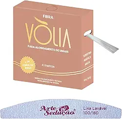 Fibra de Vidro Vòlia Unhas Gel Rolo 4 Metros + Lixa Lavável